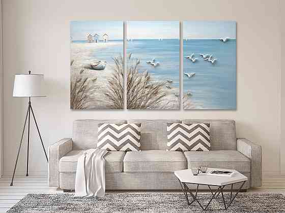 Модульная картина в гостиную / спальню  Чайки на березі  Art-639_3_А 70x130 см Киев