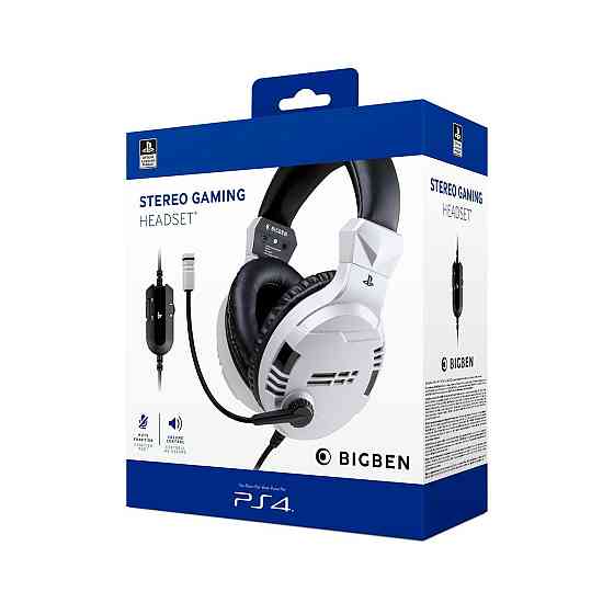 Стереоігрова гарнітура Bigben V3 для PS5/PS4, з мікрофоном і роз'ємом 3,5 мм білого кольору Київ