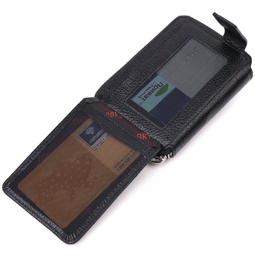 Красивый женский кошелек на молнии из натуральной кожи KARYA 21343 Черный Киев - изображение 3