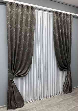 Комплект готовых штор VR-Textil Жаккард Mystery № 1626ш Капучино 150х290 см 2 шт (33-0549) Киев