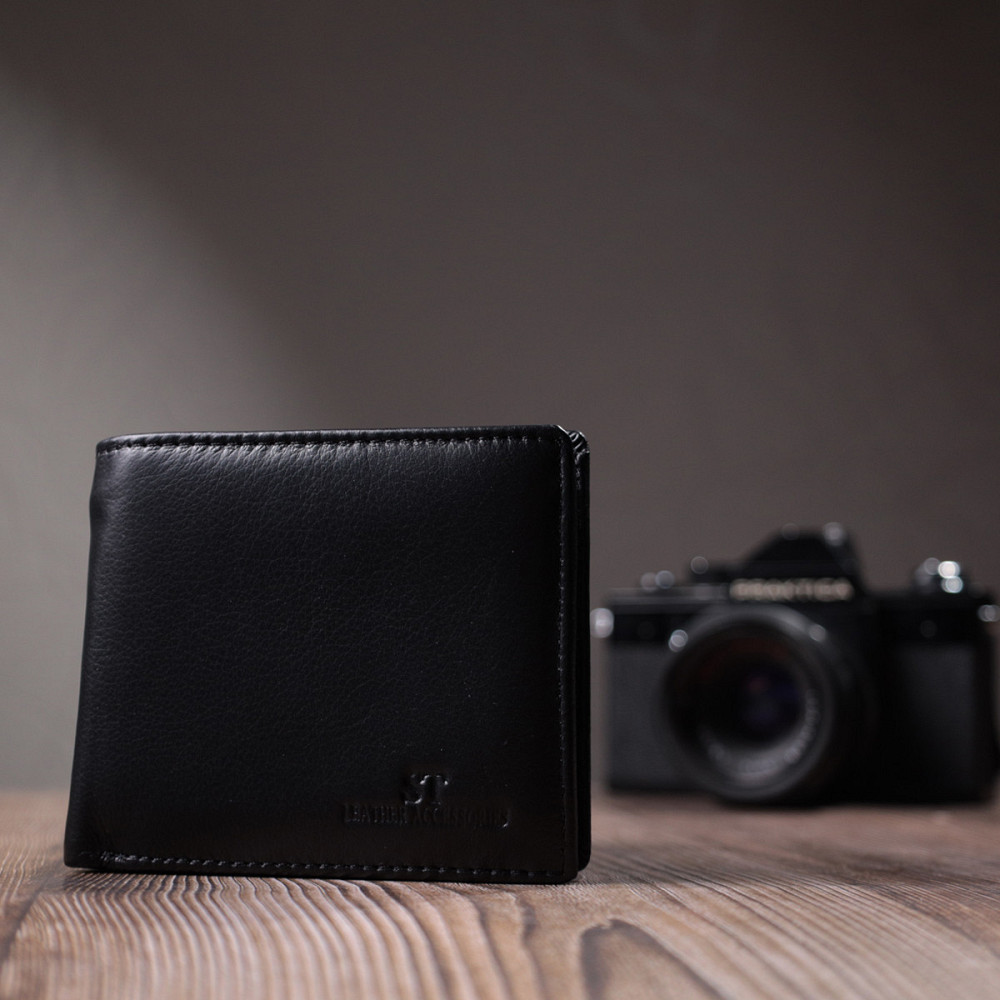 Мужское портмоне из натуральной кожи ST Leather 22734 Черный Киев - изображение 9