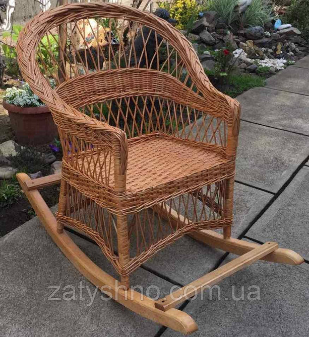 Крісло гойдалка плетена | крісло-гойдалка на полозах | крісло гойдалка з лози Київ - фото 2