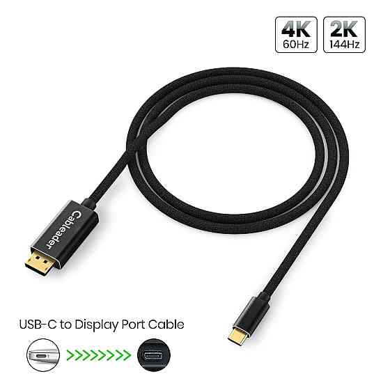 Кабель USB C до DisplayPort 4K@60Hz, 2K@144Hz, сумісний з Thunderbolt 3 для MacBook Pro/Air, iPad Pr Київ