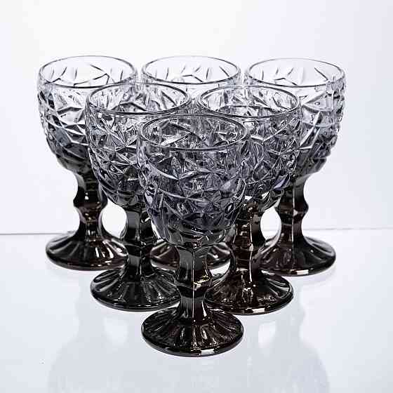 Набір чарок на ніжці 6 штук 50 мл для горілки наливки подарункові чарки скляні фігурні Сірі HP-19-186 Коломыя