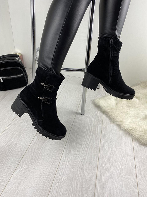 Жіночі черевики ARLETT чорні натуральна замша зима висота черевика 14 см (Б321) Коломия - фото 7