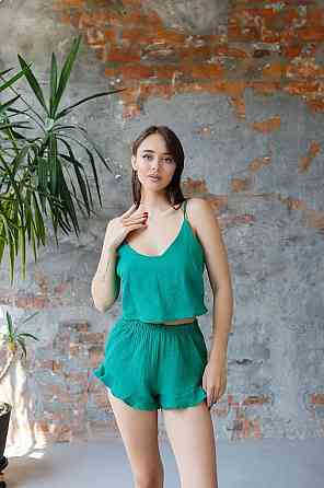 Жіноча піжама майка з шортами Зелений M Харків