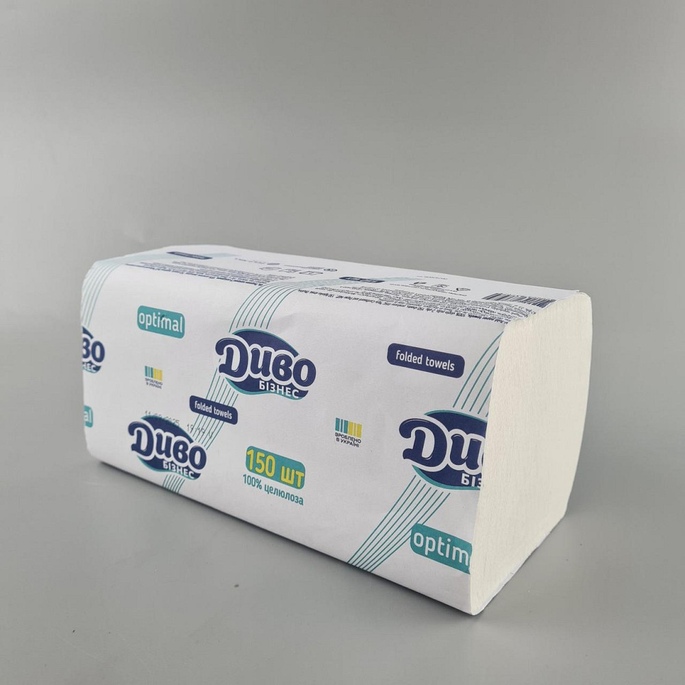 Полотенце бумажное v-складка белое(150листов) Диво Бизнес Optimal (1 пачка) Харьков - изображение 1