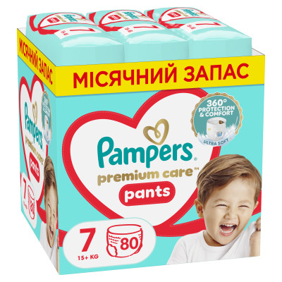Підгузки Pampers Premium Care Pants Трусики Розмір 7 (15+ кг) 80 шт. (8700216338981) Вінниця - фото 1