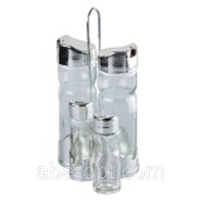 Набір для спецій на підставці: сіль/перець/оцет/олія Стандарт (5 пр) 9546 Одеса - фото 1