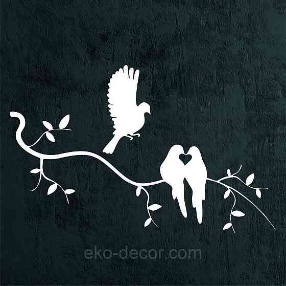 Декоративное настенное Панно «Птичка на ветке», Декор на стену 90*57 см, Белый Киев