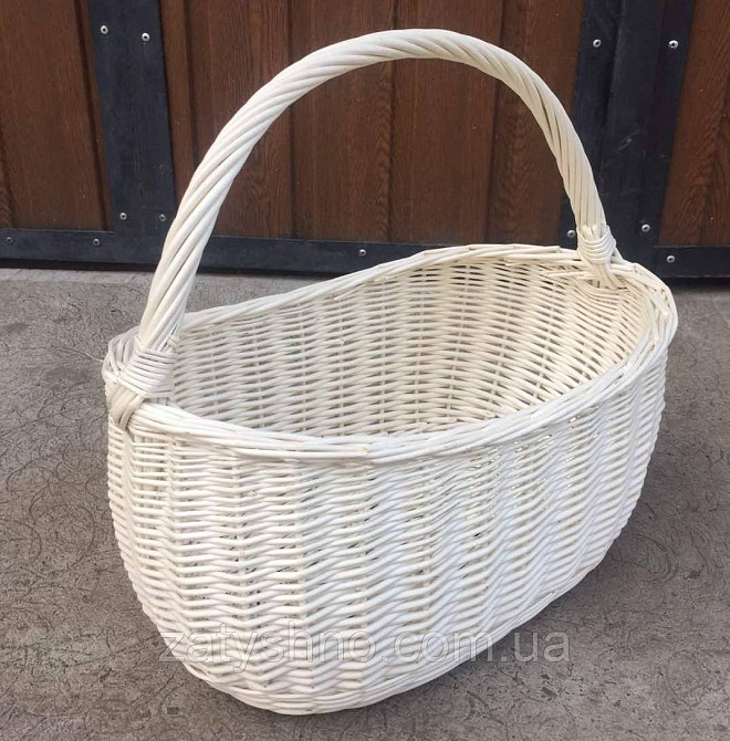 Кошик плетений білий | кошик плетений великодні білі | кошик із лози великий Київ - фото 1