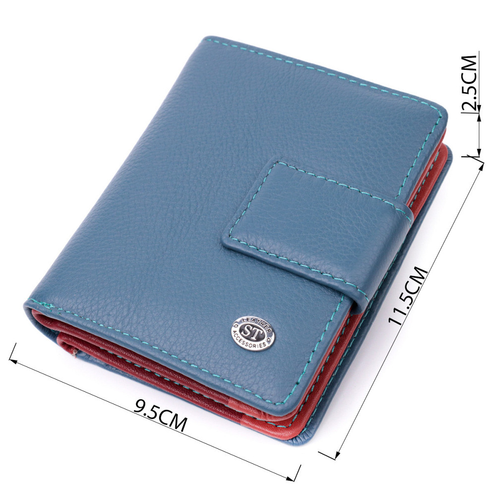 Невеликий вертикальний жіночий гаманець із натуральної шкіри Бірюзовий (ST Leather) Київ - фото 7