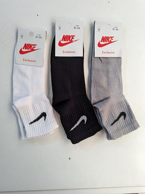 Детские качественные хлопковые средней висоты носки в наборе по 3шт разного цвета Nike. Размер 31-34 Киев - изображение 1