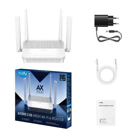 Маршрутизатор двухдиапазонный Cudy WR3000H Wi-Fi 6 Mesh Gigabit 2.5G Port Винница