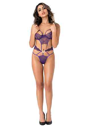 Боди ажурное Daring Intimates с декоративными стрепами, фиолетовый Sex Aura Киев