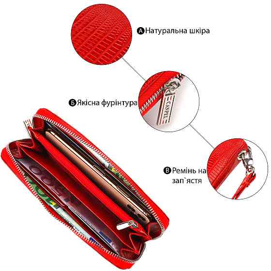 Оригинальный кошелек для женщин из натуральной фактурной кожи CANPELLINI 21613 Красный Киев