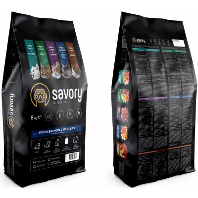 Сухой корм для кошек Savory Adult Cat Gourmand Fresh Salmon and White Fish 8 кг (4820232630037) Винница - изображение 2