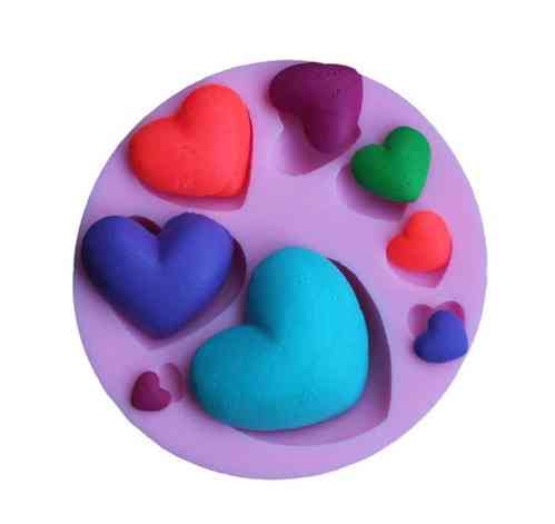 Молд силиконовый Сердца 78 мм розовый Киев