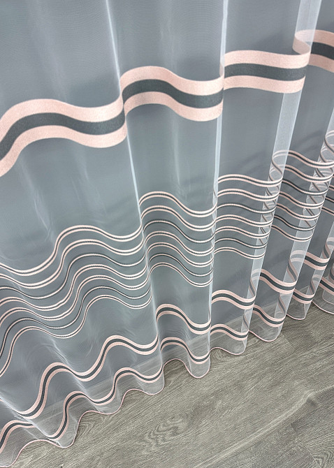 Тюль VR-Textil 1771т Фатин смуги Пудровий з графітовим 400х270 см (40-251) Київ - фото 8