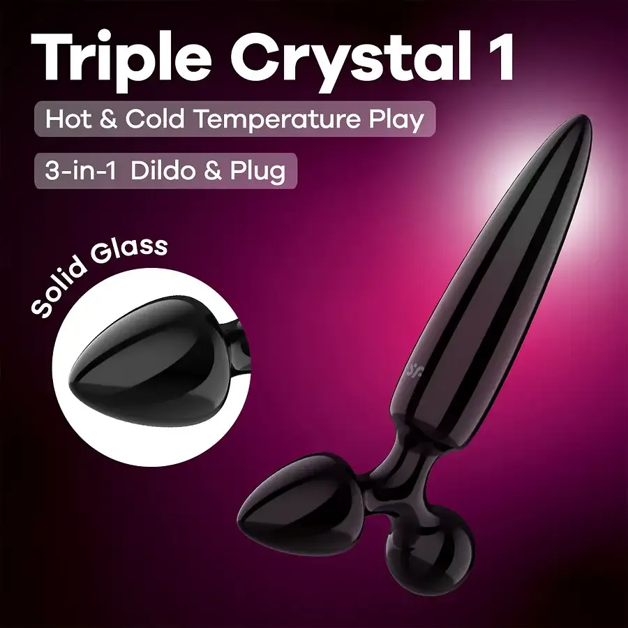 Тристоронній скляний дилдо Satisfyer Triple Crystal 1 Black Львів - фото 6