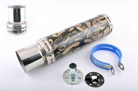 Глушитель (тюнинг) 300*9 см, креп. Ø48mm (нержавейка, змеиная кожа, прямоток, тип:5) Мукачево