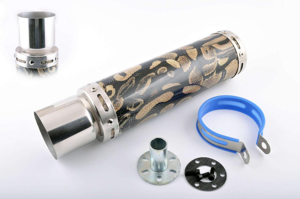 Глушник (тюнінг) 300*9 см, кріп. Ø48mm (нержавіюча сталь, зміїна шкіра, прямоток, тип:5) Мукачево - фото 1