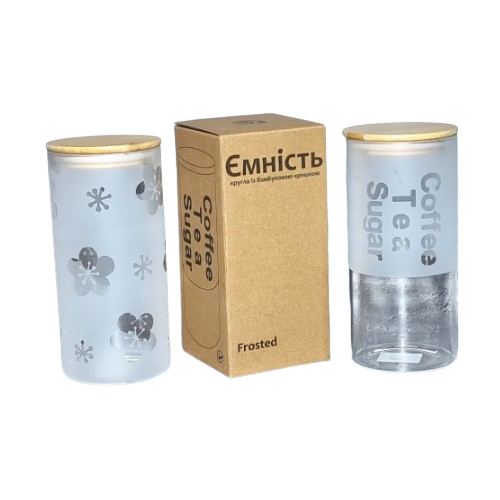 Ємність Frosted кругла 1500мл з бамбуковою кришкою S&T 7029-16 Житомир - фото 1
