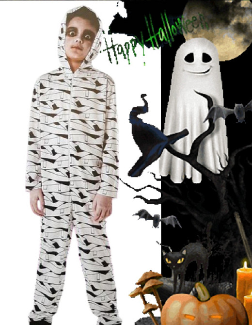 Дитячий комбінезон з капюшоном Мумія на Хелловін розмір S на 110-122 білий Київ - фото 1