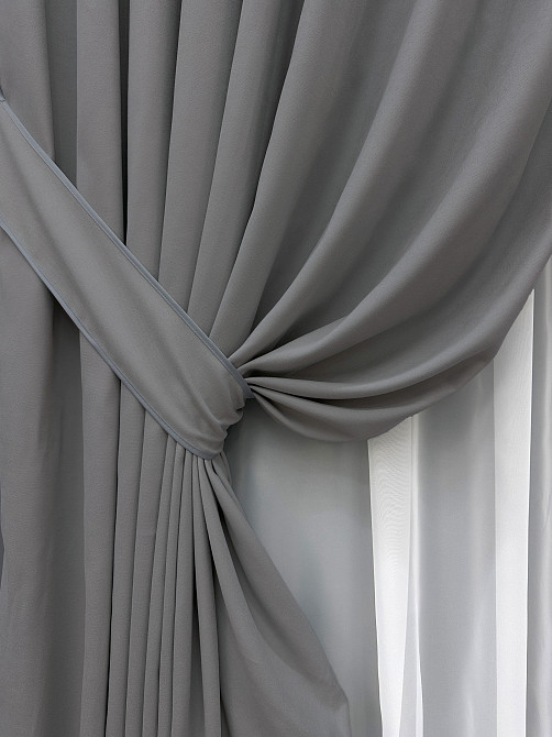 Комплект готових штор VR-Textil Мікровелюр Petek № 1485ш Сірий 100х295 см 2 шт (31-910) Київ - фото 13