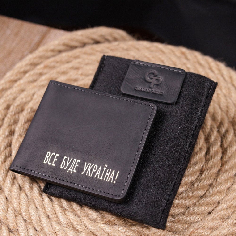 Добротная обложка из винтажной кожи для удостоверения участника боевых действий Украина GRANDE PELLE 16759 Черная Киев - изображение 9