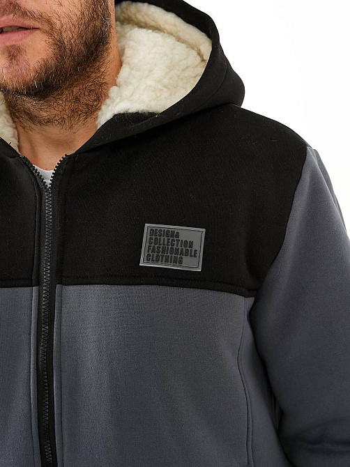 Чоловічий теплий костюм на флісі з хутром Сіро-чорний 52/54 Харків - фото 6