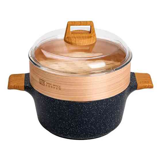 Набор посуды MGC 2 кастрюли, 2 сковороды, сотейник, пароварка, половник, лопатка, фартук HP-4-412BL Киев