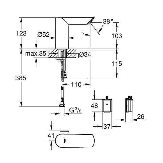 Змішувач безконтактний для раковини Grohe Bau Cosmopolitan E 36451000 Київ