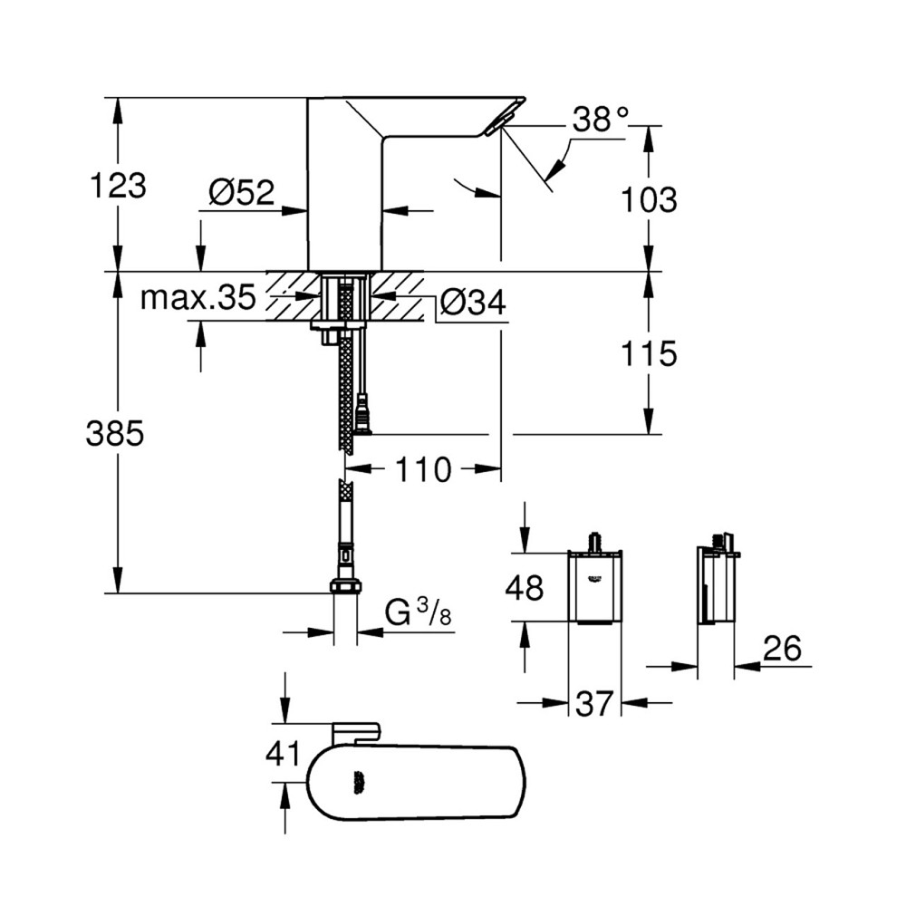 Змішувач безконтактний для раковини Grohe Bau Cosmopolitan E 36451000 Київ - фото 2