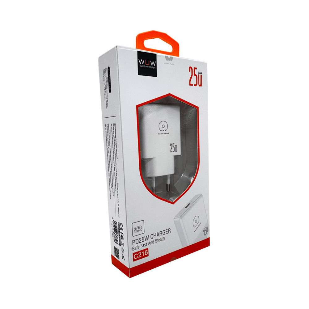 Мережевий зарядний пристрій WUW-C216 25W Gan ChargerUSB C white Одеса - фото 2