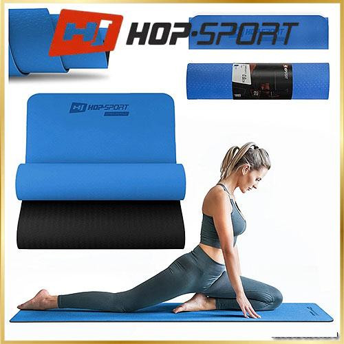 Коврик для фитнеса Hop-Sport TPE нескользящий для йоги пилатеса растяжки дома и спортзала синий Киев - изображение 1