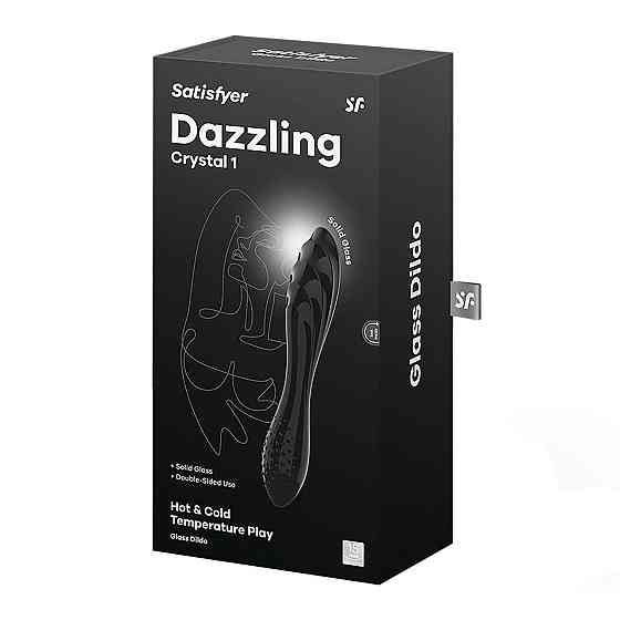 Двосторонній скляний дилдо Satisfyer Dazzling Crystal 1 Black, дуже міцний, без стопера Sex Aura Київ