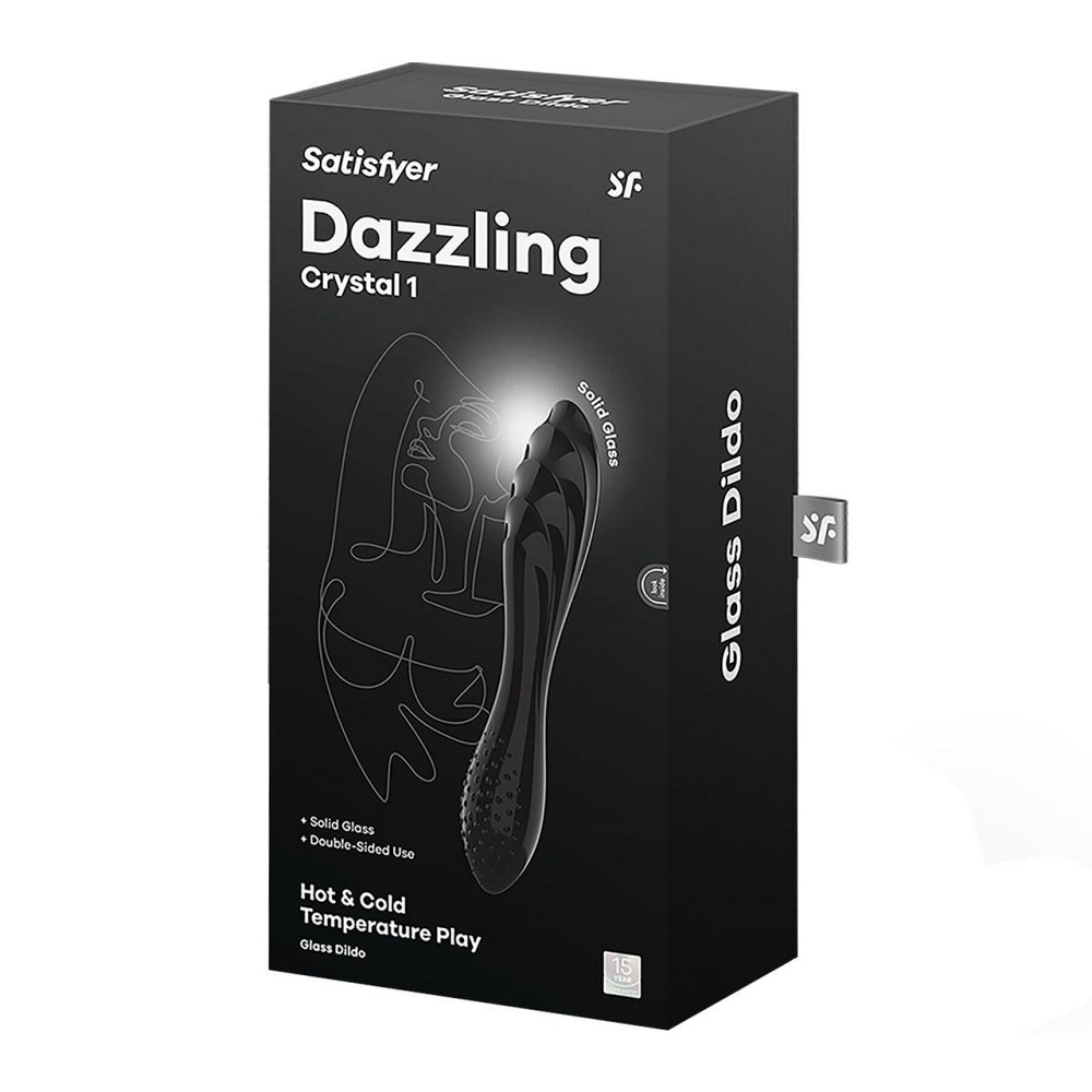Двосторонній скляний дилдо Satisfyer Dazzling Crystal 1 Black, дуже міцний, без стопера Sex Aura Київ - фото 5