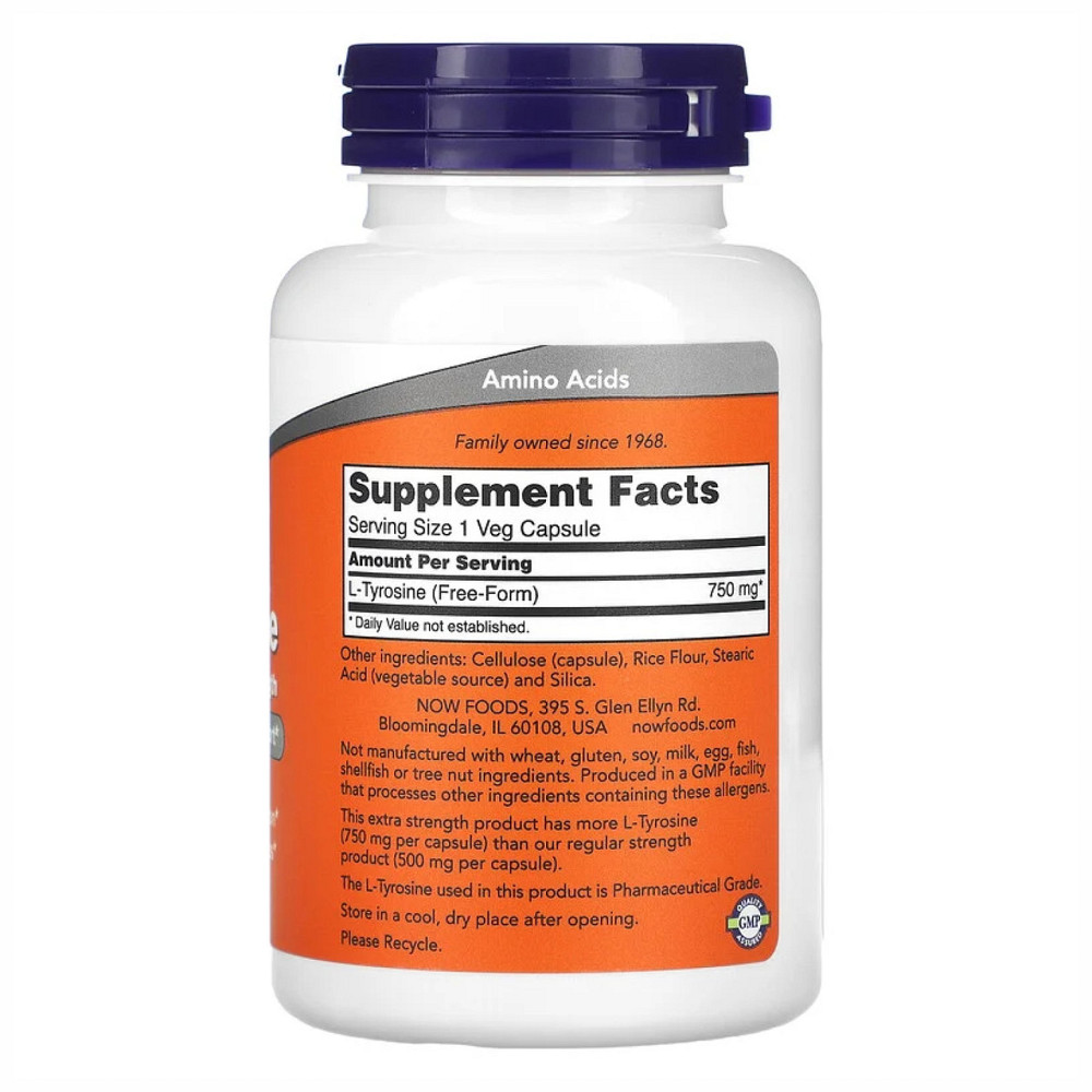 Тирозин Now Foods Tyrosine 750mg 90 раст капс Киев - изображение 4