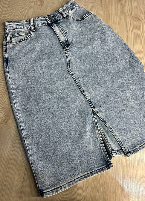 Спідниця жіноча джинсова DNL 208 середньої довжини з розрізом блакитна, блакитний, З2, 32, 87 см, 117 см Київ - фото 4