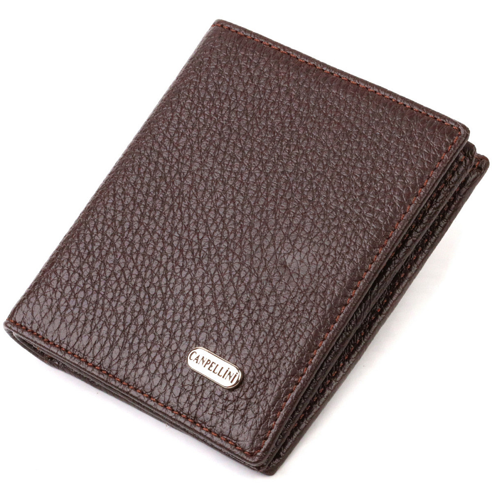 Компактное портмоне для мужчин из натуральной зернистой кожи CANPELLINI 21740 Коричневое Киев - изображение 10