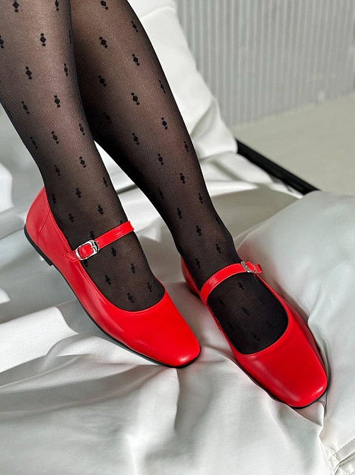 Балетки жіночі VIFEST червоні шкіра лакована 36-41р. (5460) Коломия - фото 1