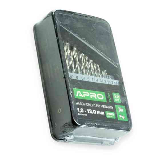 Набір свердел по металу Р6М5 25шт (1,0-13,0 мм) метал. футляр Мукачево