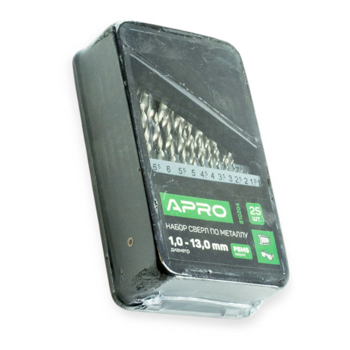 Набор свёрл по металлу Р6М5 25шт (1,0-13,0 мм) метал. футляр Мукачево - изображение 1