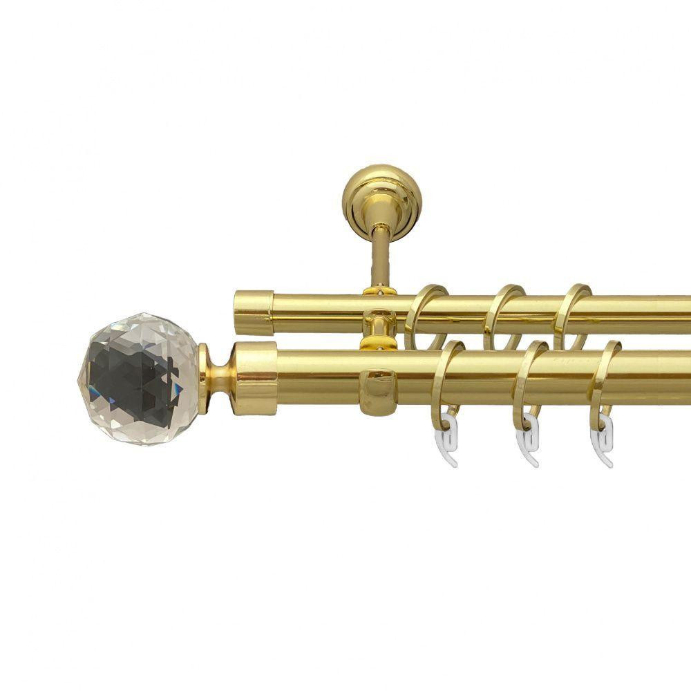 Карниз Orvit Люміера металевий дворядний відкритий гладка труба кільце фасонне металеве  Золото 25\19 мм 240 см (7035573) Львів - фото 1