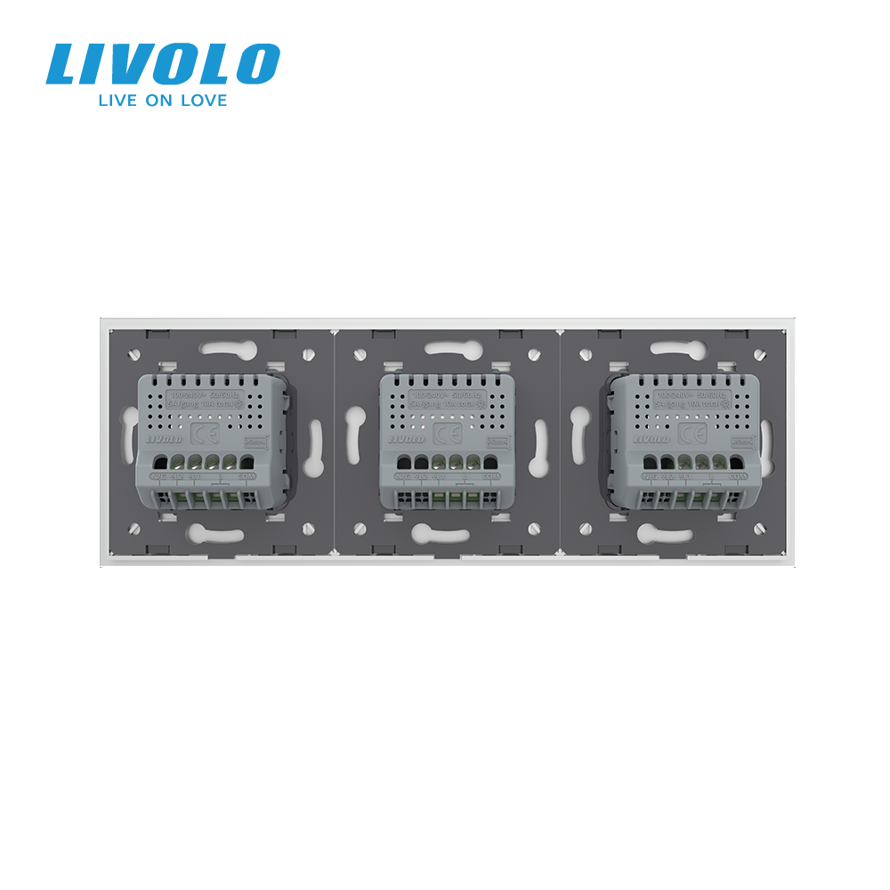 Сенсорний вимикач 4 сенсора (1-1-2) Livolo сірий скло (VL-C701/C701/C702-15) Коломыя - изображение 5