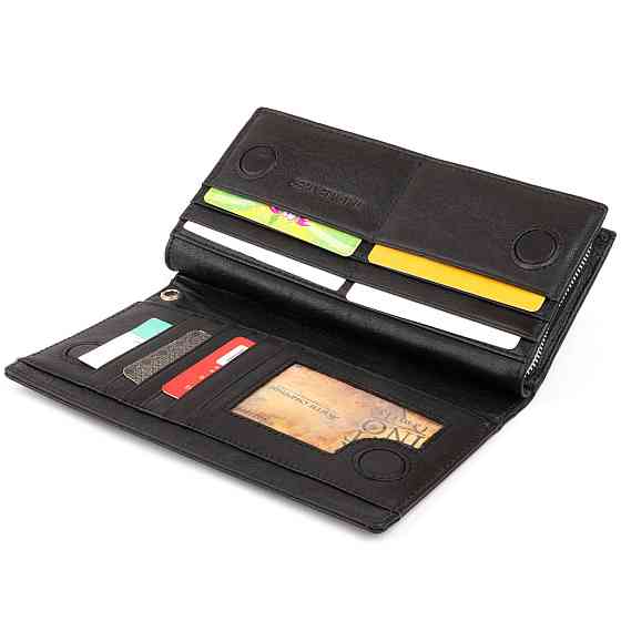 Вертикальний гаманець шкіряний жіночий ST Leather 19274 Чорний Київ