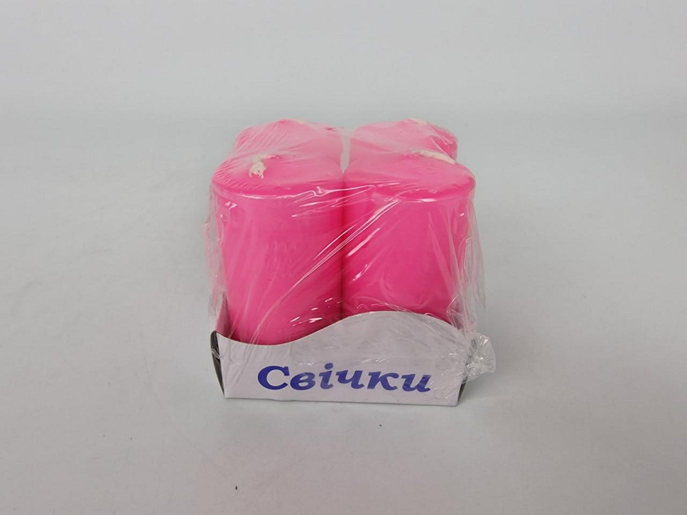 Кольорова Циліндр парафінова свічка (40/80) РОЗОВА фарбована всередині біла (4 шт.) Харків - фото 2
