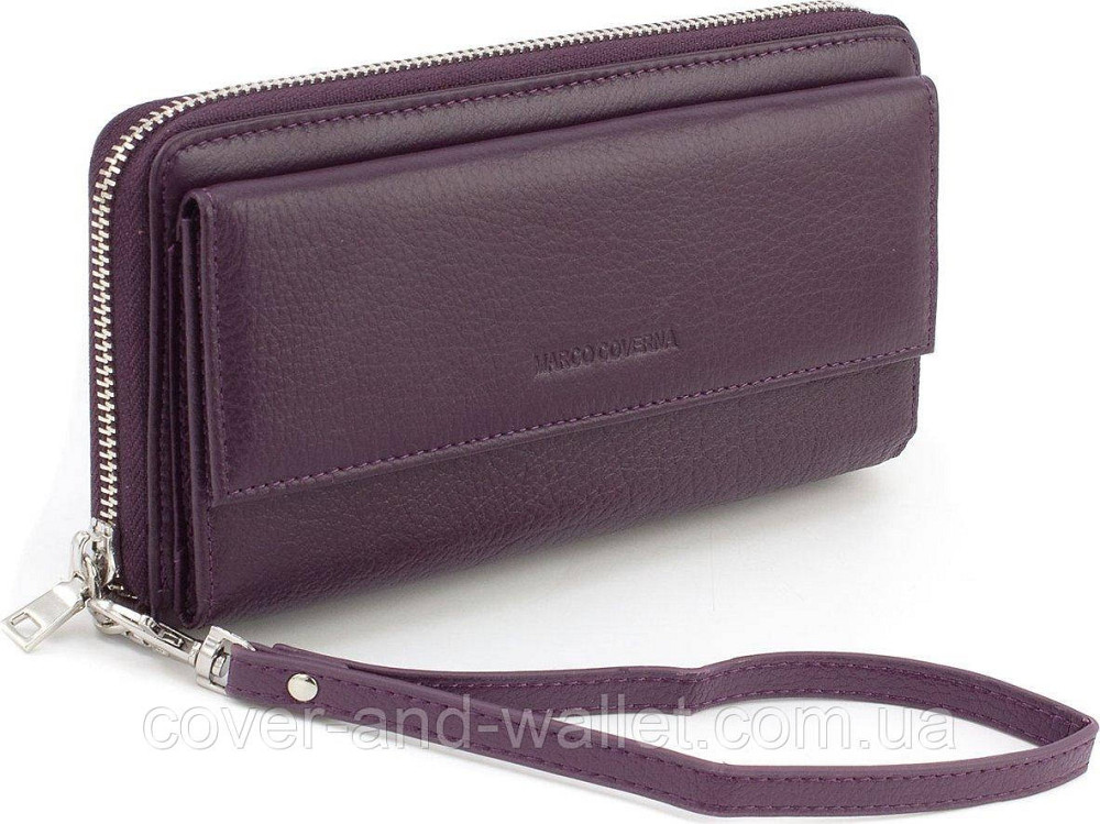 Жіночий фіолетовий гаманець-клатч із натуральної шкіри на змійці Marco Coverna MC 6054-11 Київ - фото 2