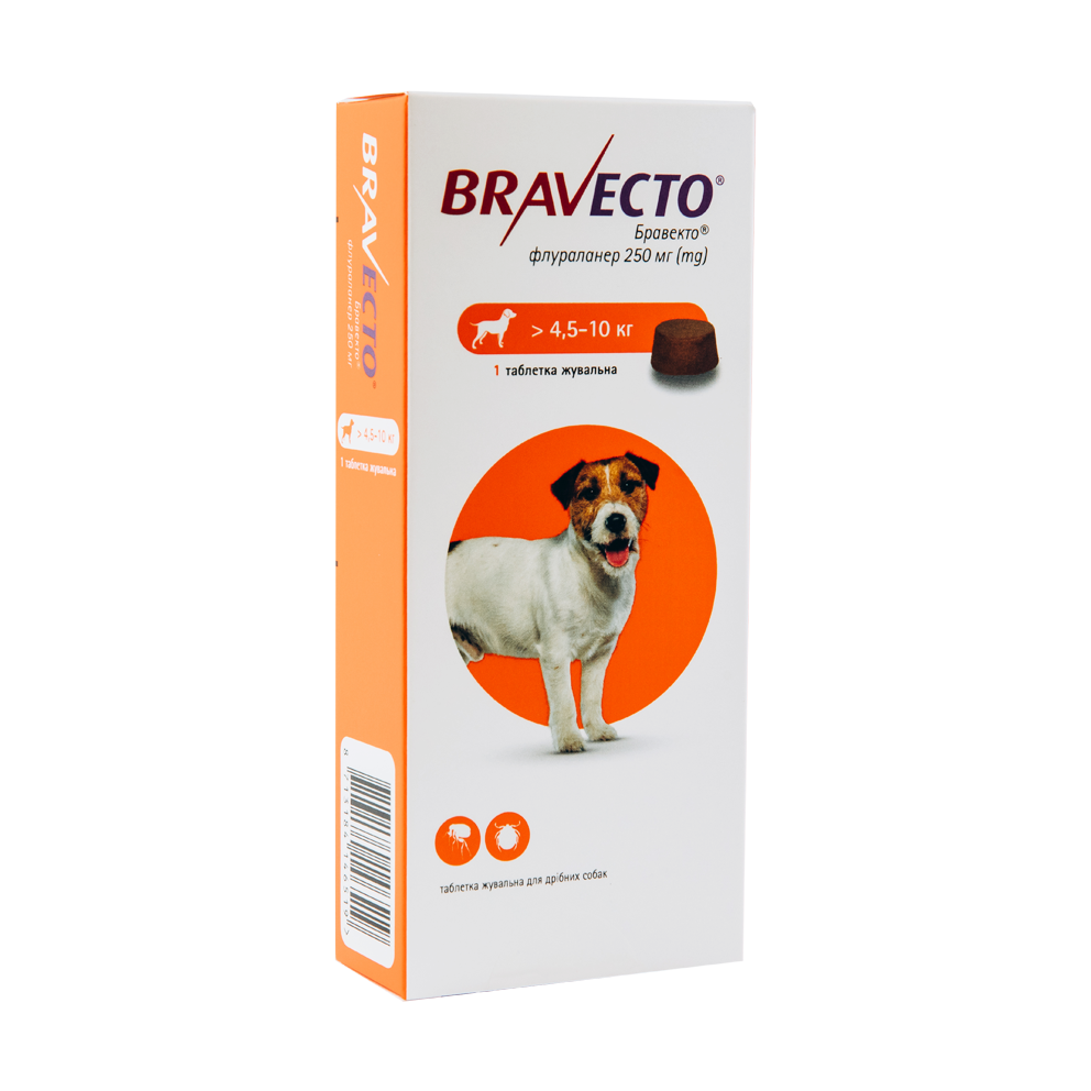 Бравекто 250 мг 1 табл. для собак 4.5-10 кг (от блох и клещей на 3 мес) MSD Нидерланды (срок до 04.2026 г) Винница - изображение 2